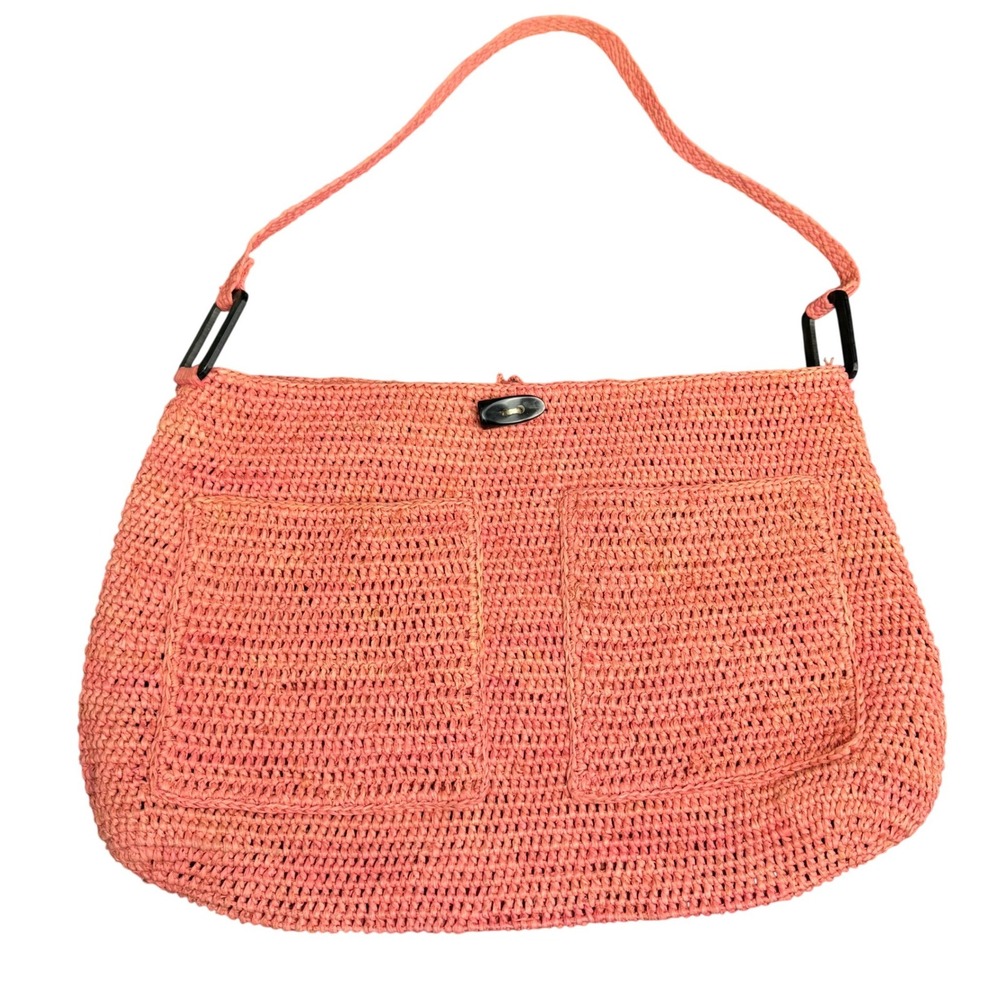 Annabel Ingall‎ Australia Pink Raffia Crochet Shoulder Bag Handmade Madagascar